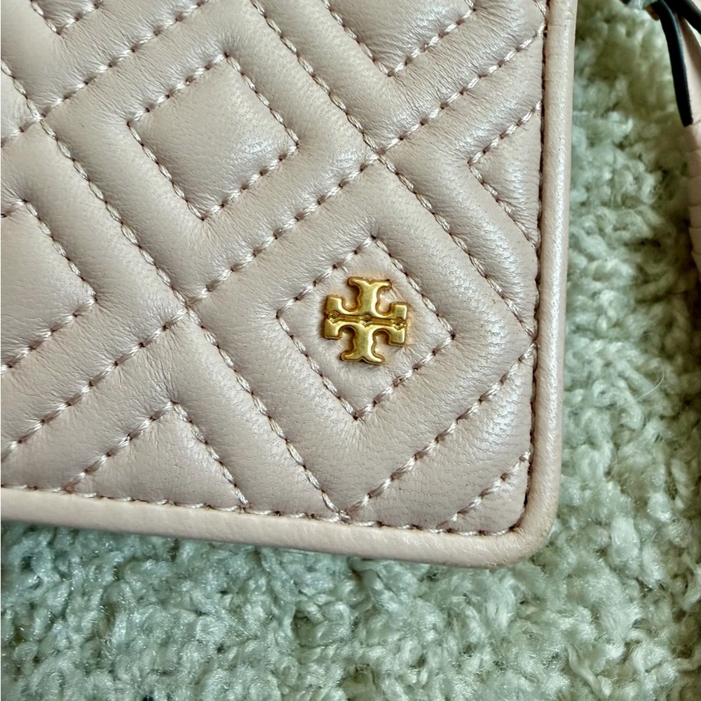 Tory Burch Fleming Flat Wallet Crossbody Shell Pink - Picture 2 of 16